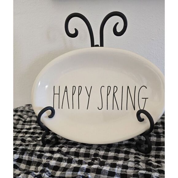 Rae Dunn HAPPY SPRING Oval Candy / Trinket Dish Easter EASTER  Cottage Farmhouse - Picture 1 of 8